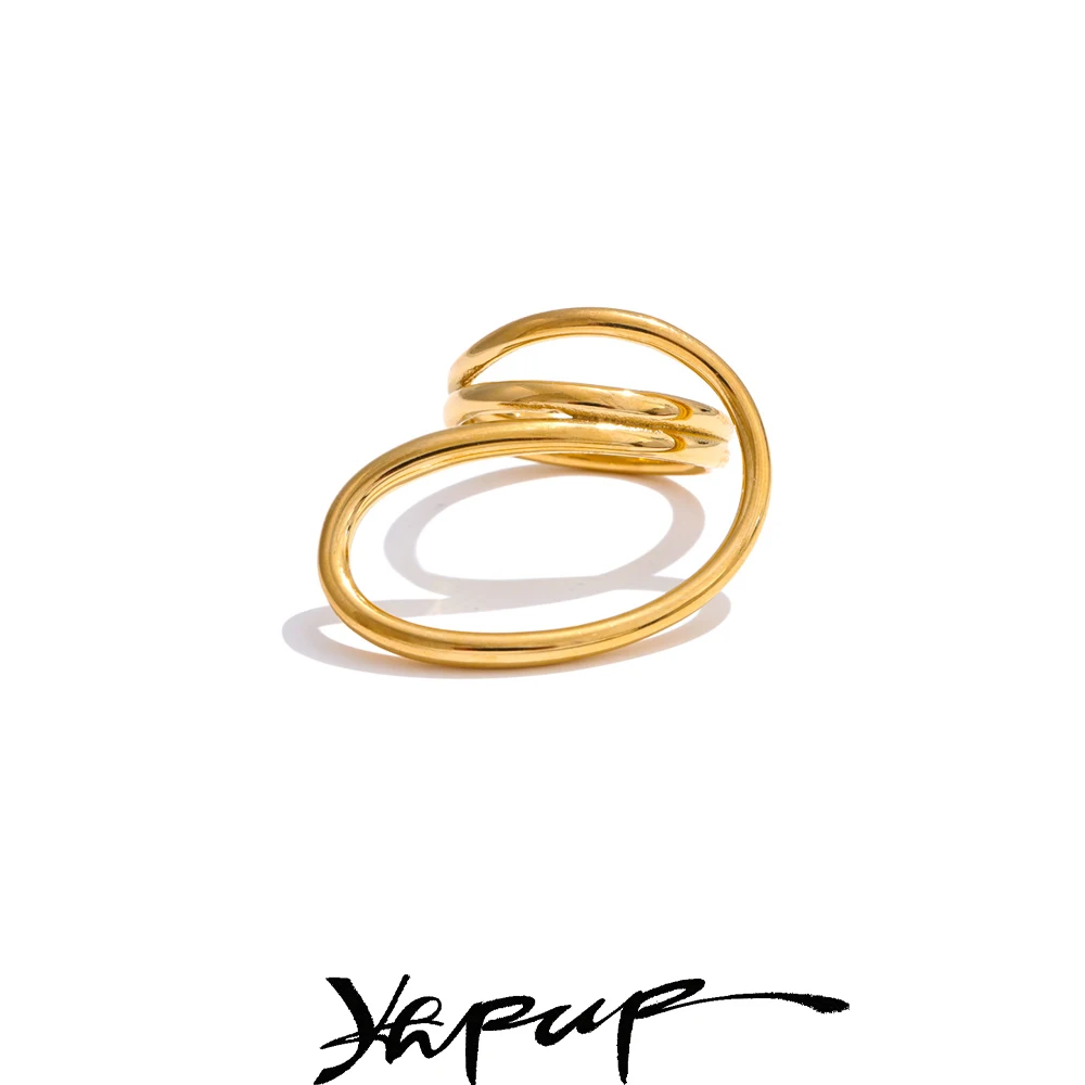 Yhpup Jewelry Size 7 Geometric Finger Ring Attractive Stainless Steel