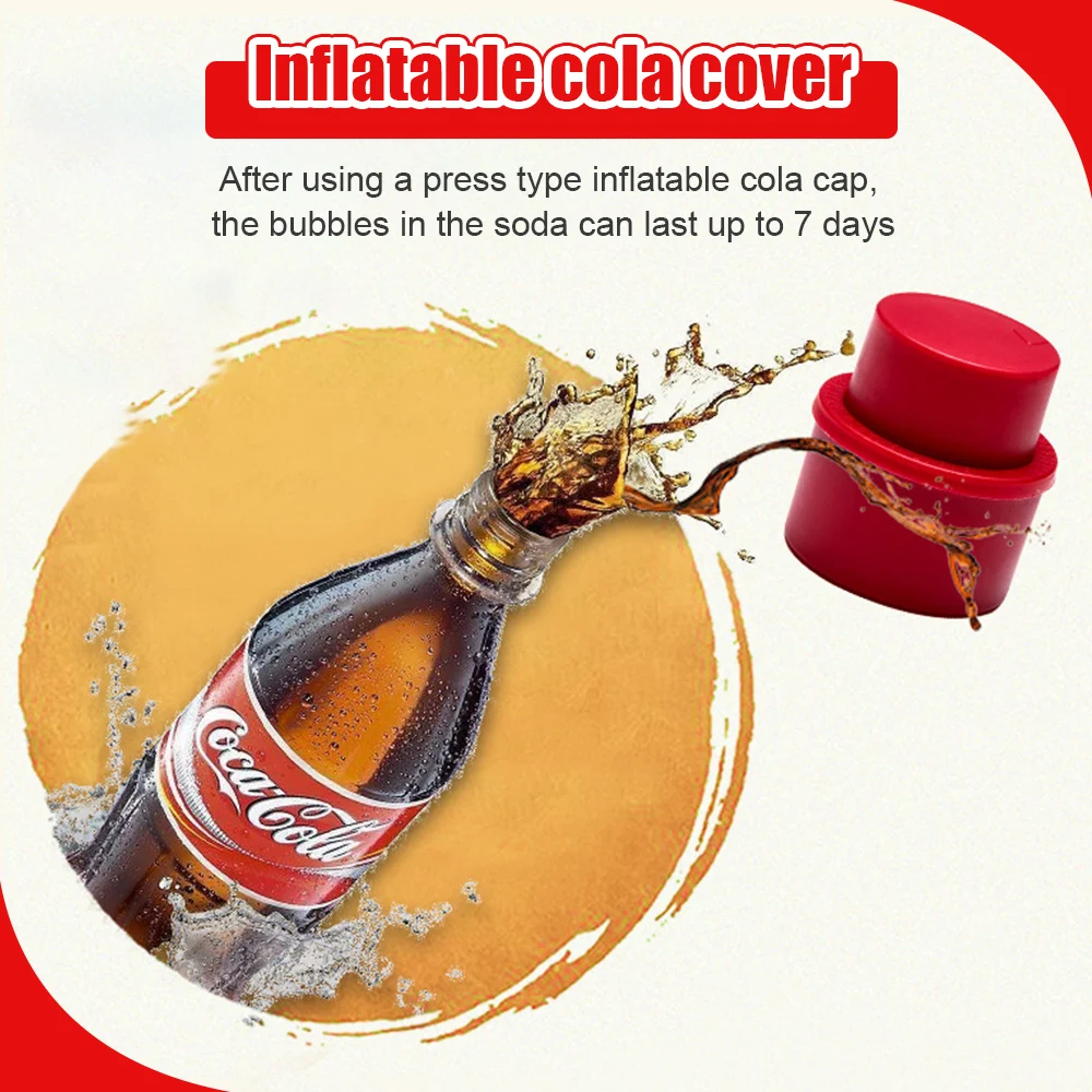 Bottle Stopper Inflatable Airtight Soda Cap Reusable Frizzy Drink Sealer Caps Carbonated Beverage 1-3Pcs,soda bottle stopper