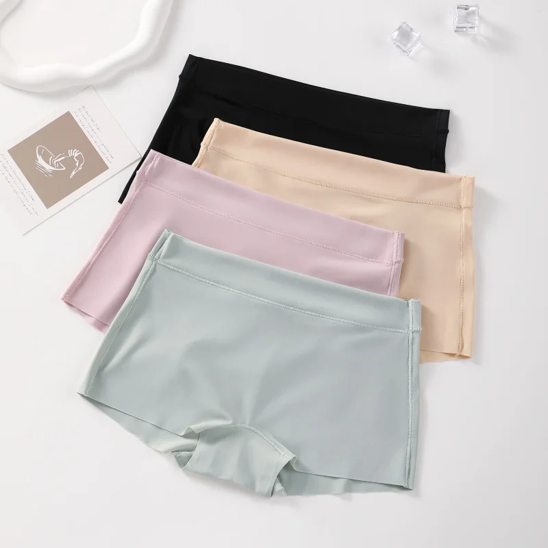 3PCS/set Plus Size Shorts Mid-rise Safety Short Pants New Ice Silk Seamless Shorts Under the Skirt Underwear Women's Panties safety shorts high waist shorts high waist panties seamless panties safety pants high waist underwear women shorts underwear