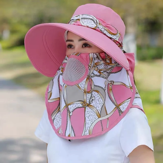 Wide Brim Sun Hat with Detachable Face Mask