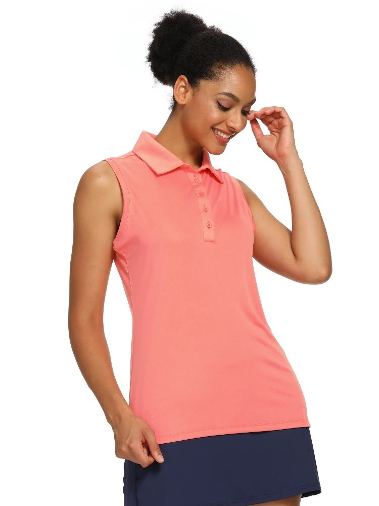 Women's golf wear Buttons Breathable Ladies T-Shirt Quick Dry High-Quality Tennis Shirts Summer Sleeveless golf women clothing