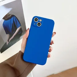 Luxury Square Liquid Silicone Camera Protection Soft Back Cover for Mate 20 X (Klein Blue)