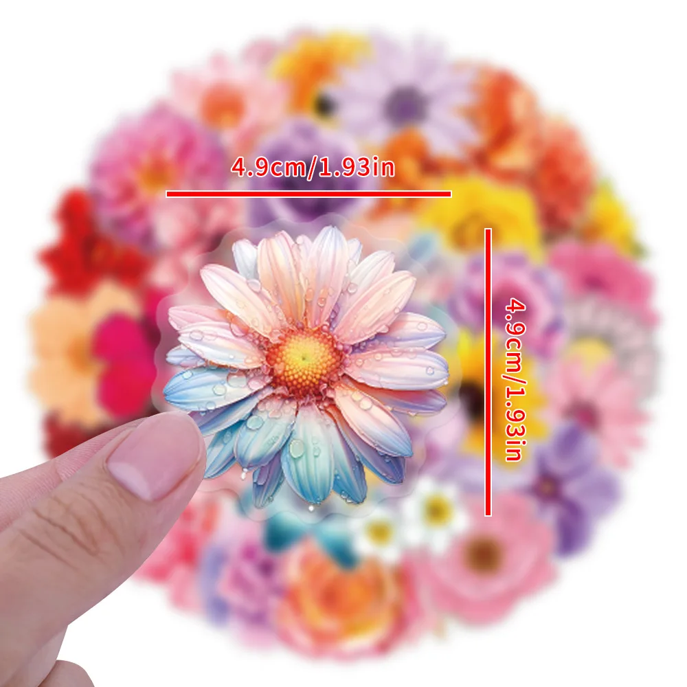 60PCS 꽃 스티커 낙서 스티커 DIY 일기 전화 케이스 수제 스크랩북 미적 스티커