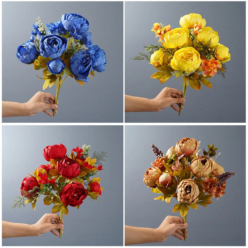 

Artificial 13-head Peony Flower European-style Peony Bouquet Silk Bud Core Home Living Room Decoration