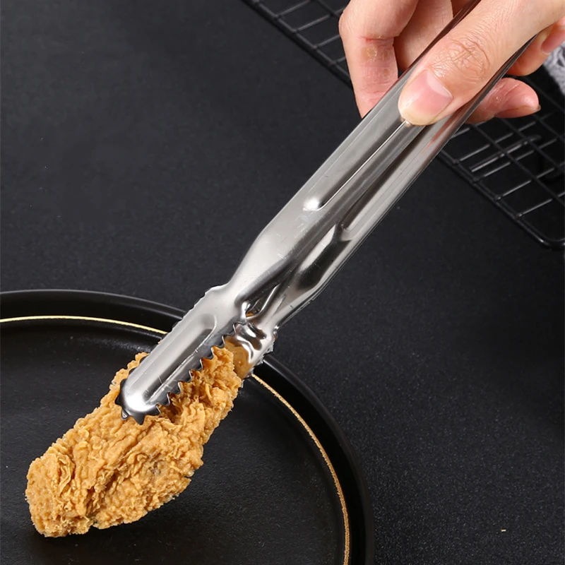 Stainless Steel Food Tongs Ice Clip Bread Dessert Barbecue Clamp Kitchen Cooking Accessories