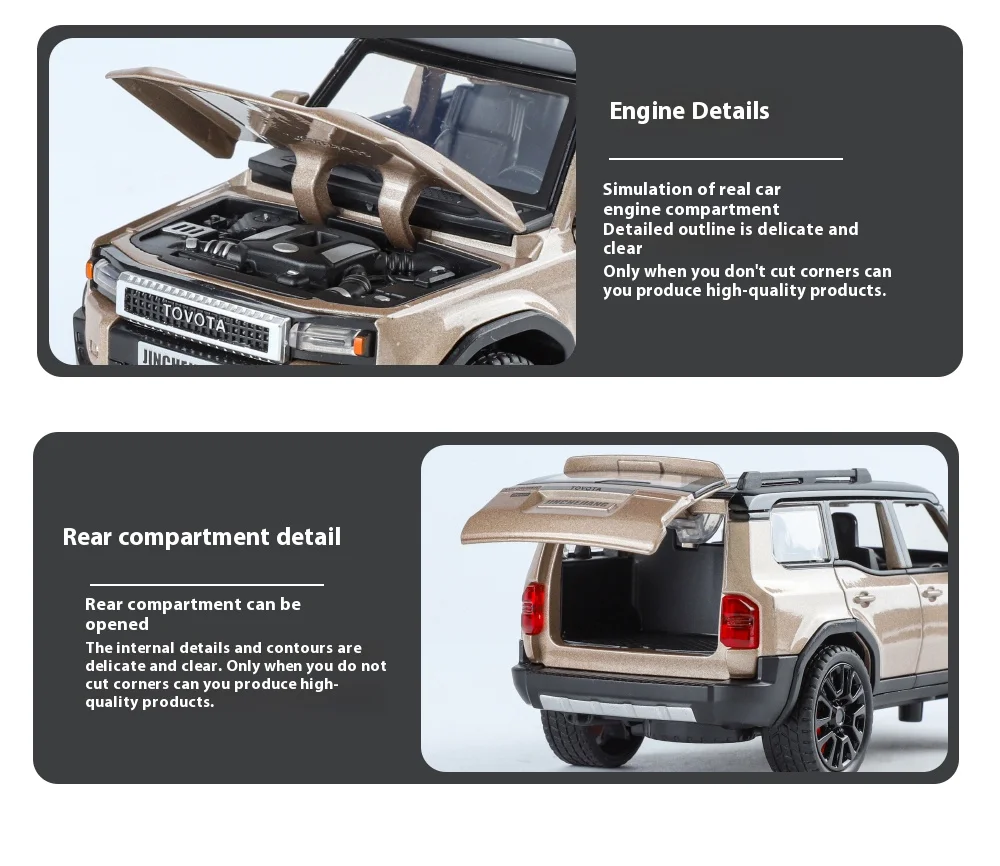Legierung Druckguss 1:32 Prado Auto-Modell Spielzeug mit Rückziehfunktion, Sound und Licht Geländewagen Kindergeschenk 6 Türen zu Öffnen – Detail 9