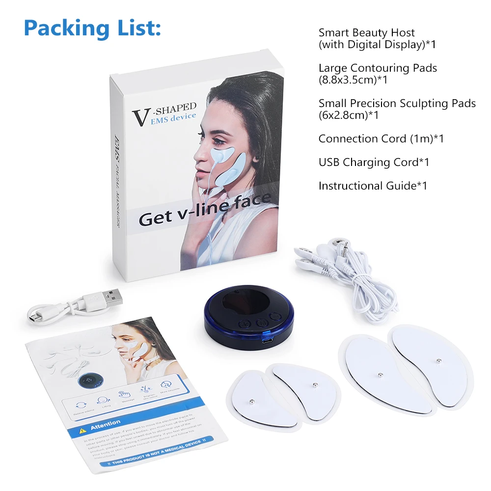 Advanced EMS Facial Massager with Microcurrent Technology & Gel Pads