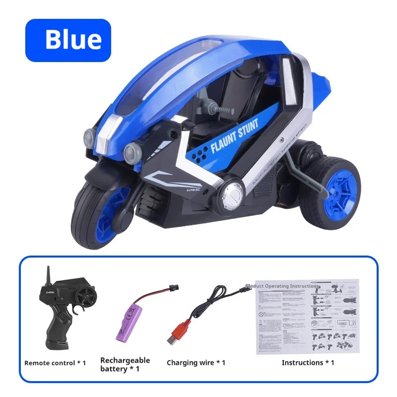 Children'S Three-Wheel Stunt Remote Control Motorcycle Electric Toy 15 Hours/Km High Speed Drift Flip Skill Car 1:8 Model  Gifts 6