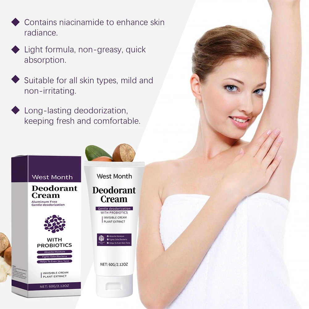 Underarm Odor Eliminator 60g Long Lasting Underarm Care Odor Cream Effective Body Removal Cream Reduces for Men Women deodorant cream