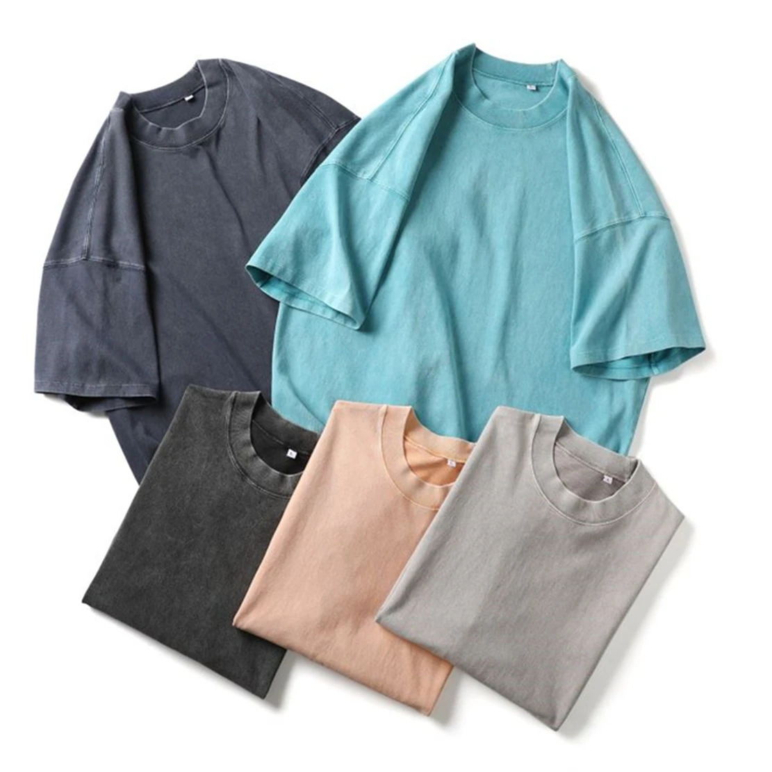 

Withered 2024 Summer Tshirts Women High Street Fashion Vintage Washed Cotton Tops Round Neck Drop Shoulder Loose T-shirts Tops