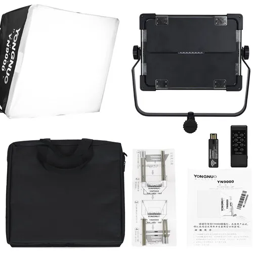 Yongnuo YN9000 3200-5600K 프로 카메라 사진 LED 비디오 조명, 사진 필 램프, 스튜디오 메이크업 브이로그용 소프트박스 포함