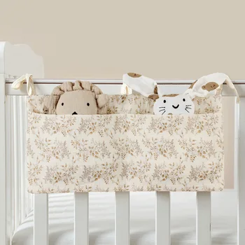 Nuovo sacchetto per pannolini da comodino in cotone carino sacchetto per pannolini usa e getta per bambini borsa per ragazzi ragazze culla bottiglia trolley borsa appesa 1