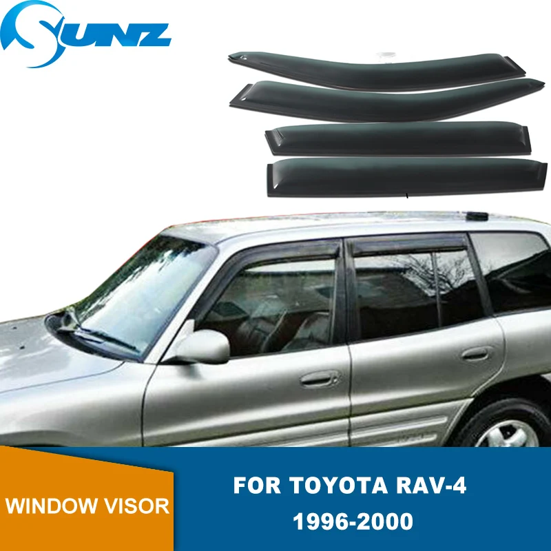 Window Visor Tape-On Weathershields Sun Rain Guard Car Door Visor for Toyota Rav4 Rav-4 1996 1997 1998 1999 2000