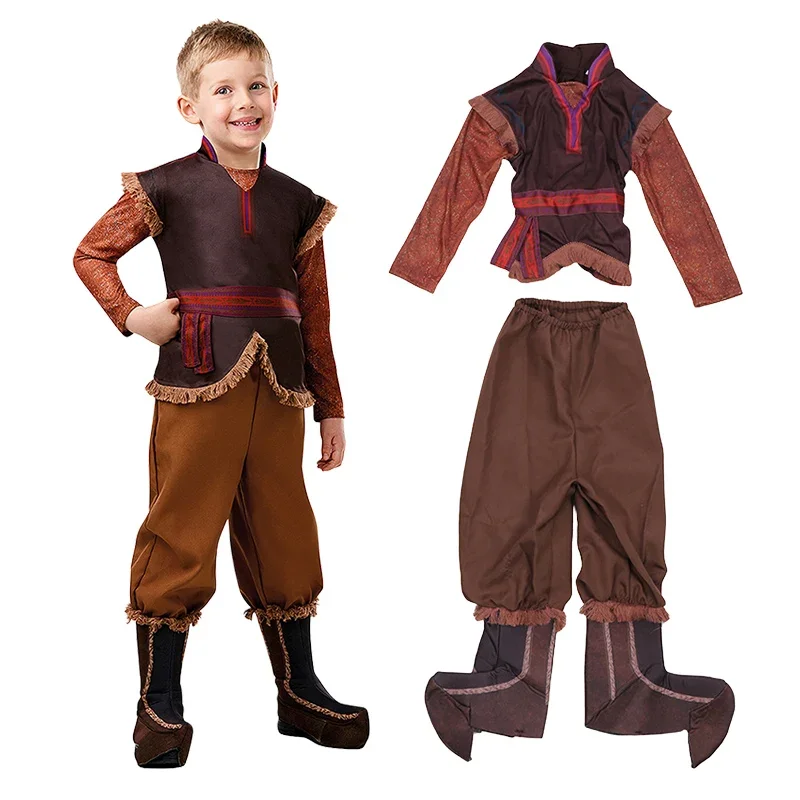 Costume Krimoff Kids Boys Frozen Kospoff Costume Cosplay Top Pants Tuta Halloween Abbigliamento Natalizio Per Bambini