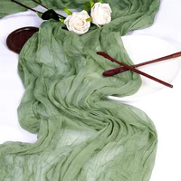 Sage Green Cheesecloth Table Runner Boho Gauze Cheese Cloth Sheer Wedding Birthday Party Baby Bridal Shower Backdrop Decorations 1
