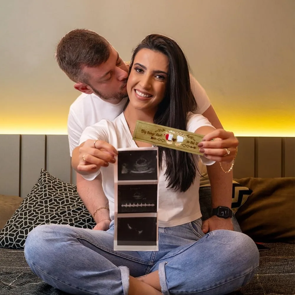 Pregnancy Test Keepsake Box Love Hollow Footprints Wooden Push Pull Pregnancy Announcement Gifts Box storage box gift items
