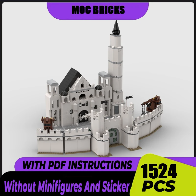 

Moc Building Blocks Magical Rings Movie The White City Part Model Technology Bricks DIY Medieval Times LOTR Castle Toys Gifts