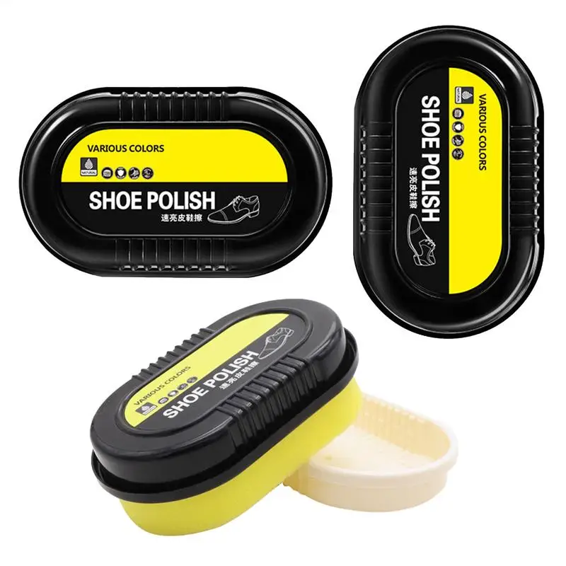 3pcs Multifunctional Double-Faced Shoe Polish Colorless Light Shoes Rub Leather Care Oil Sponge Shoe Wax Shoes Brush