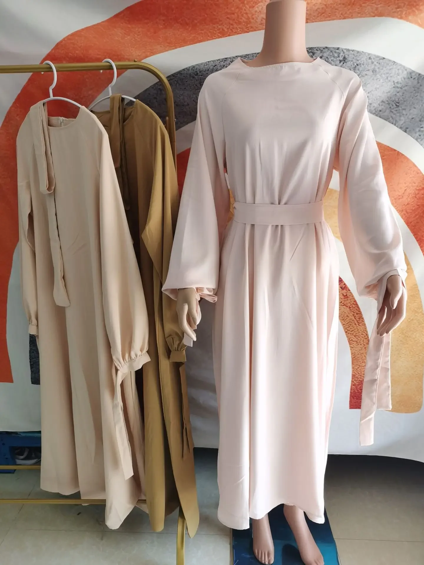 Abaya Simple Style Maxi Dresses for Muslim Women Islamic Clothing Dubai Turkish Hijab Dress Casaul Abayas Eid Robe (No Scarf)