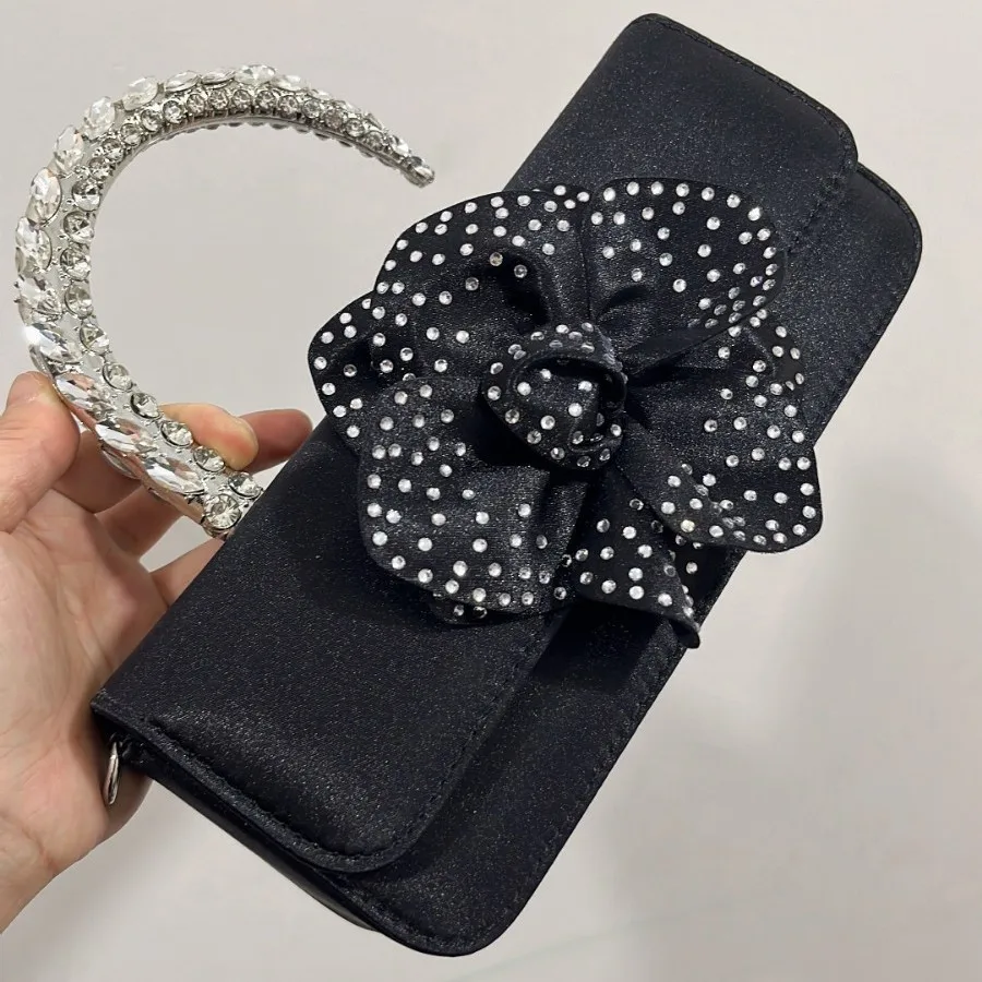 Diamond Flower Tote Bags Women Boutique Summer Holiday Handmade Woven Rhinestone Beach Purses And Handbags Wedding