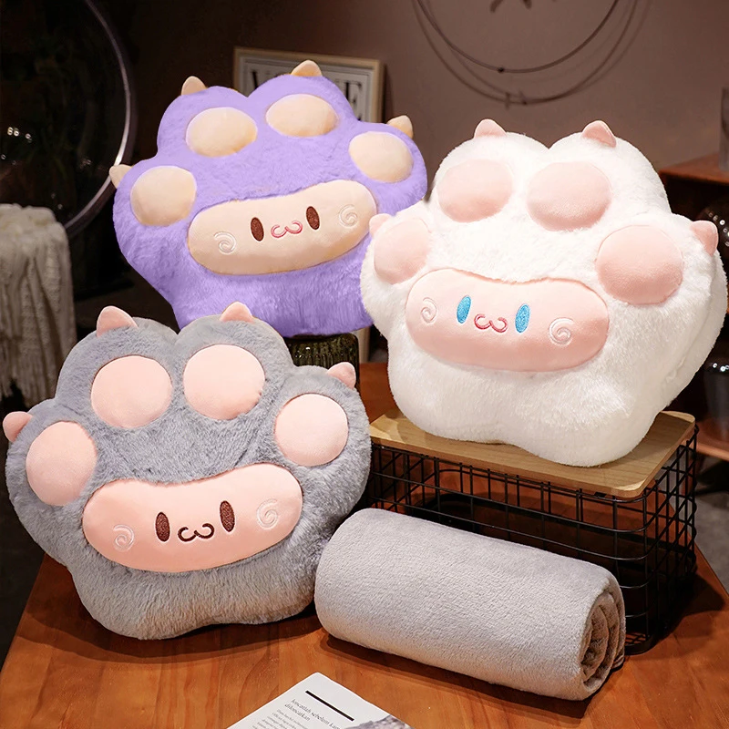 1pc Grey Cartoon Cat Paw Shaped Seat Cushion