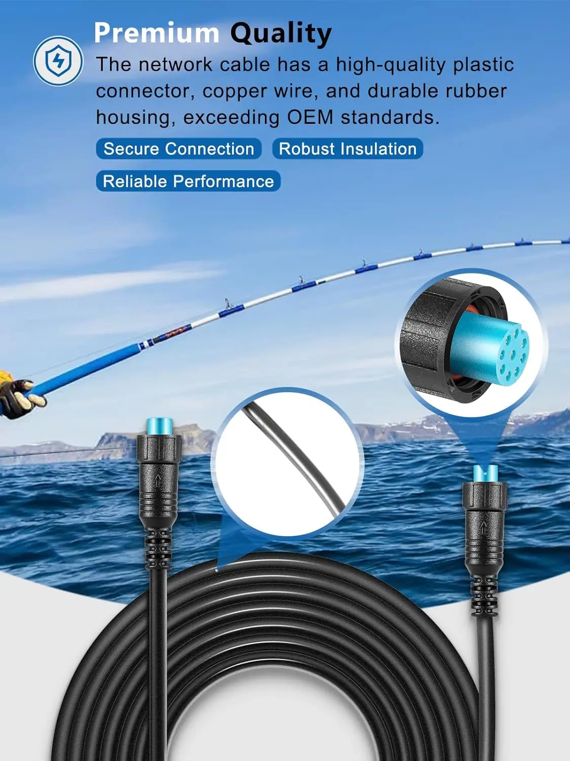 Garmin GC 200 GMR Fantom 124/126 Panoptix LiveScope 010-12528-30 해양 네트워크 케이블용 BlueNet 네트워크 케이블 커넥터