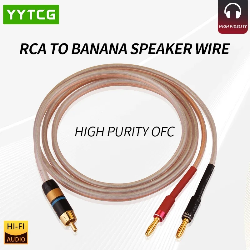 

YYTCG HIFI OFC Speaker Cable RCA to 2 Banana Plug for AMP Amplifier Speaker Soundbox Gold Plating Audio Cable 1m 2m 3m