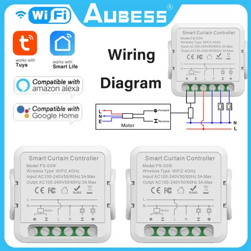 

AUBESS Tuya Smart Life WiFi Blind Curtain Switch For Electric Roller Shutter Google Home Alexa Smart Home Control