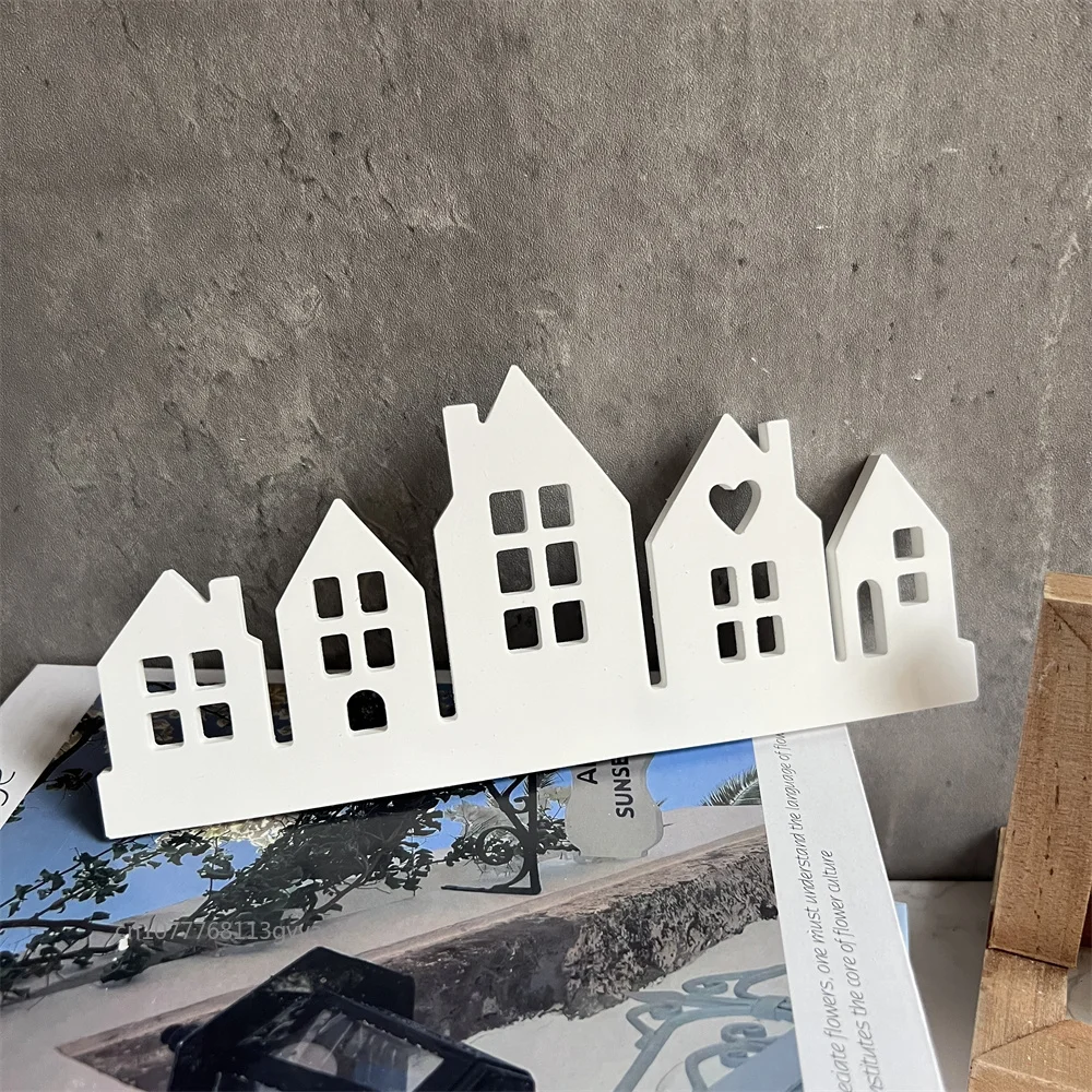 양초 거치대 베이스 석고 몰드, DIY 홈 시멘트 붓기 실리콘 몰드, 점토 에폭시 송진 장식품, 5 집 장식