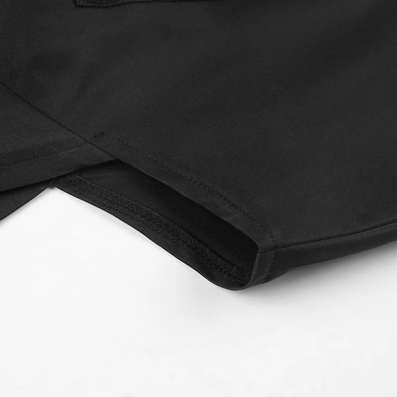 Super-short Black Jacket Zipper Long Sleeve Harajuku Cropped Tshirt Gothic Techwear Fashion Korean Tee Punk Street