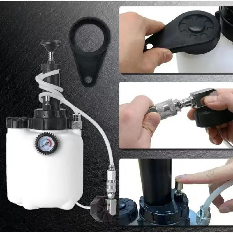 3L Car Manual Brake Fluid Bleeder Kit Vacuum Brake Pressure Fluid Pump Professional Brake Flush Machine Pneumatic Brake Bleeder