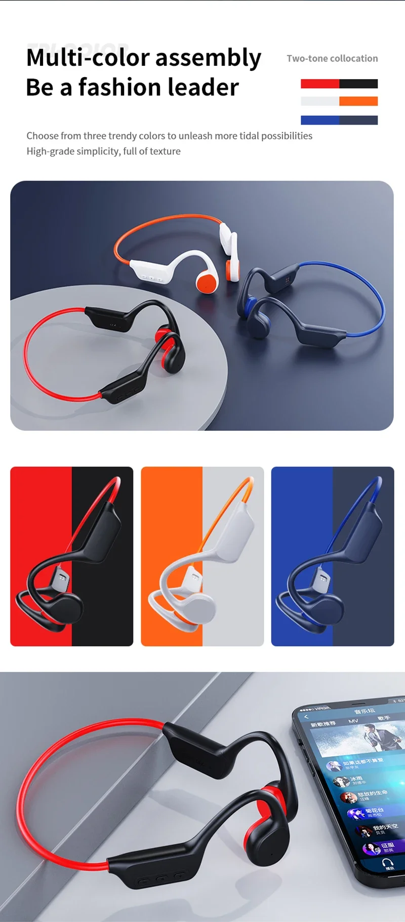 condução óssea, IPX8, Auscultadores Natação Profissional, MP3,