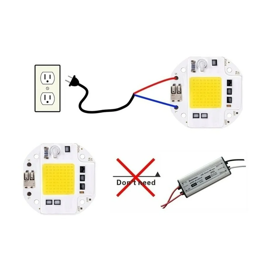 LED Chip 9pcs/ lot 100W 70W 50W COB LED Chip 220V 110V LED COB Chip Welding Free Diode for Spotlight Floodlight Smart IC No Need Driver
