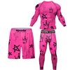 Boxing Compression MMA T-Shirts Shorts for Men Gym Workout Sportswer Undershirts Sets Rash Guard Athletic Rahsguard T-Shirt Tops 2