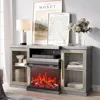 57" TV Stand with 23" Electric Fireplace Heater with Sound, Center for TVs Up to 65", with 3-Side Glass Display Fireplace 1
