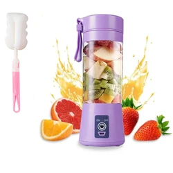 Compact Electric Portable Juicer Blender for Fresh Smoothies and Shakes (Purple - 1Cup brush)