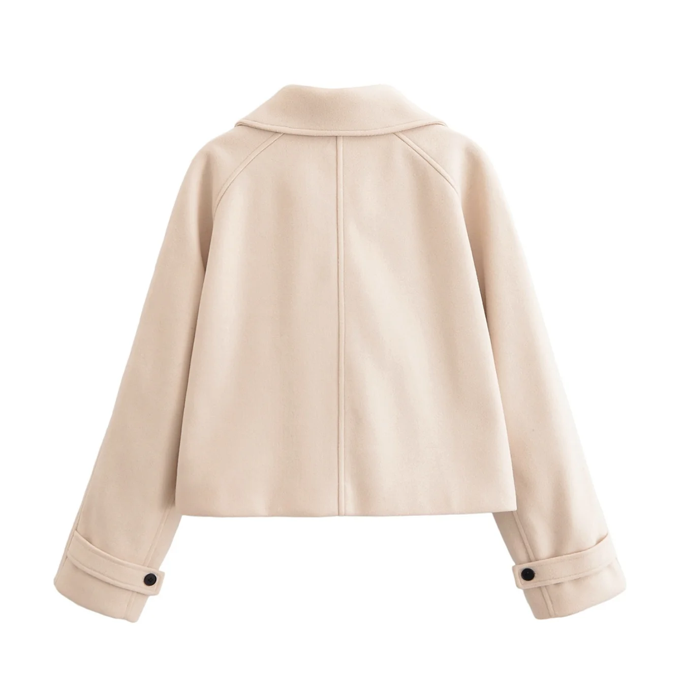 Women Autumn Winter Black Short Wool Jacket Long Sleeve Female Turn-Down Collar Button Coats Lady Casual Outerwears Streetwear