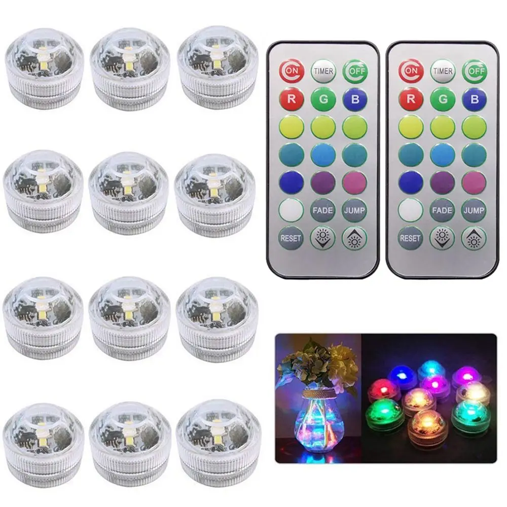 Submersible led lights Submersible LED Lights Waterproof RGB Underwater Light For Wedding Tea Light Hot Tub Pond Pool Bathtub Aquarium Party Vase Decor