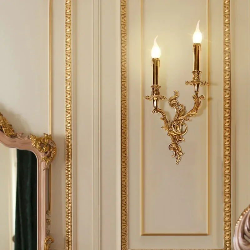 European Copper Wall Lamp Corridor American Retro Villa French Living Room Dining Room Bedroom Bedside Lamps led wall lamp wall sconces light wall lamp