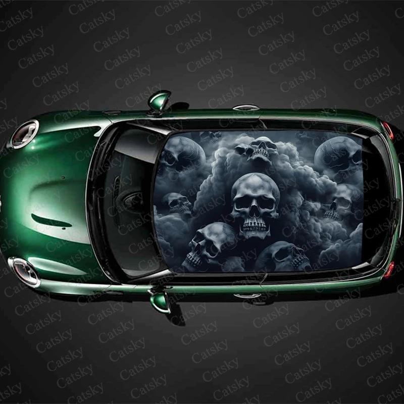 

Skulls in Clouds Car Roof Sticker Wrap Racing SUV Accessories Packaging Painted PVC Custom Car Graphic Decal