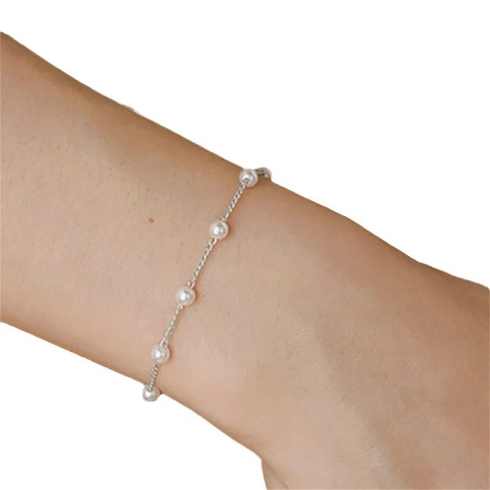 Women Simple Pearls Bracelets Vintage Beads Metal Chain Bracelet Fashion Luxury Design Elegant Stacked Wear Jewelry Charm Gifts 5