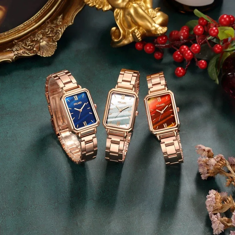 Women's Fashion Square Green Classic Wrist Retro Small Wristwatch Casual Quartz Watch For Lady 3