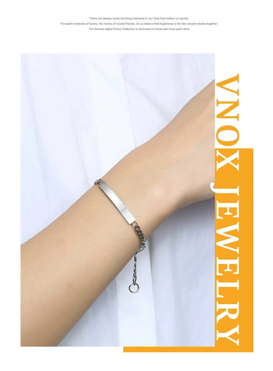 Vnox frauen Personalisieren Custom Love Name Armbänder 4 Farben Option Solide Edelstahl Bar Link Kette Jahrestag Schmuck – Detail 5