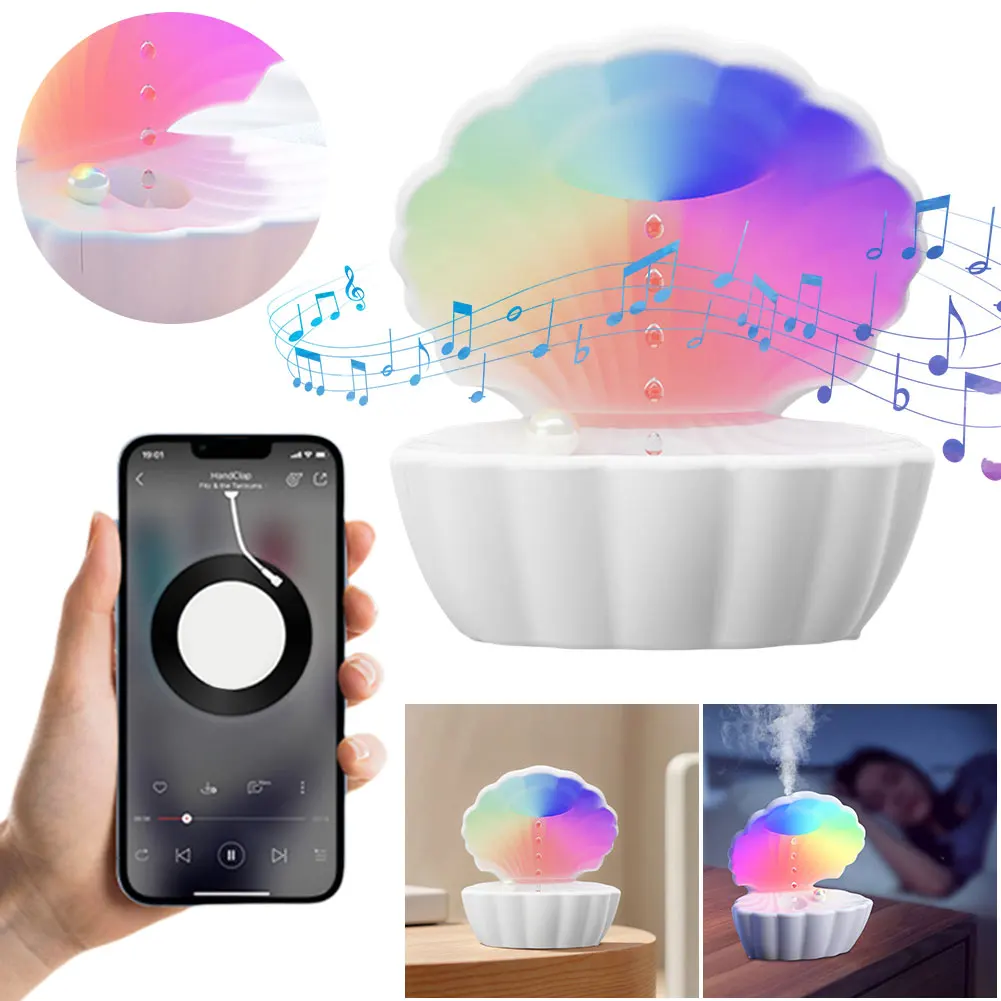 Shell Anti Gravity Humidifier Water Drop Humidifier with BT Speaker Night Light for Bedroom/Baby Nursery/Living Room