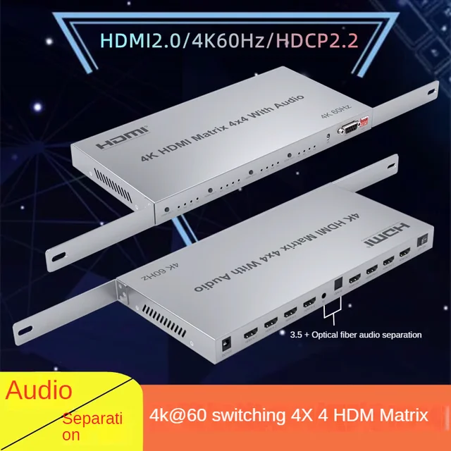 오디오 궁극의 오디오 HDMI 매트릭스 전환, 고품질 경험, 쉬운 작동 분배기, RS232 IR, 4 in 4 out, 4×4