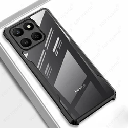 Transparent Acrylic Shockproof Armor Case with TPU Soft Edge Protection Cover - Honor X7d 5G (Black - 01)