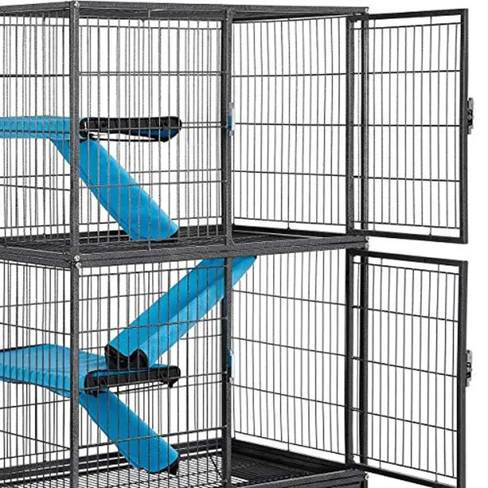 54" 4-Tier Cat Kittens Ferret Cage Playpen Box Kennel Crate Small Animal House with Rotating Casters Sturdy Metal Construction