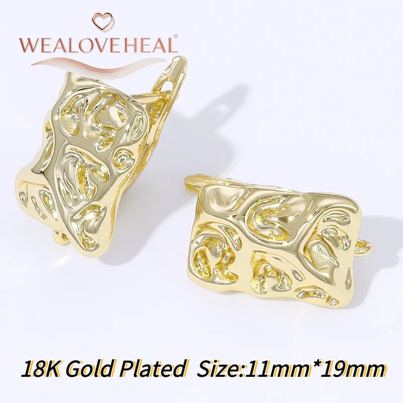 18K vergoldetes Messing, quadratischer, unregelmäßiger, plissierter Leverback-Ohrhaken aus Metall, DIY-Ohrring-Zubehör, Materialien zur Herstellung von Ohrringen – Detail 23