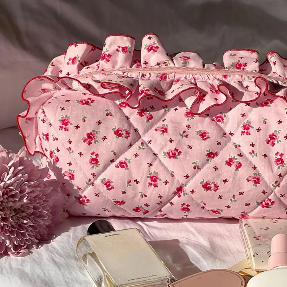 

Стеганая хлопковая косметичка с застежкой-молнией