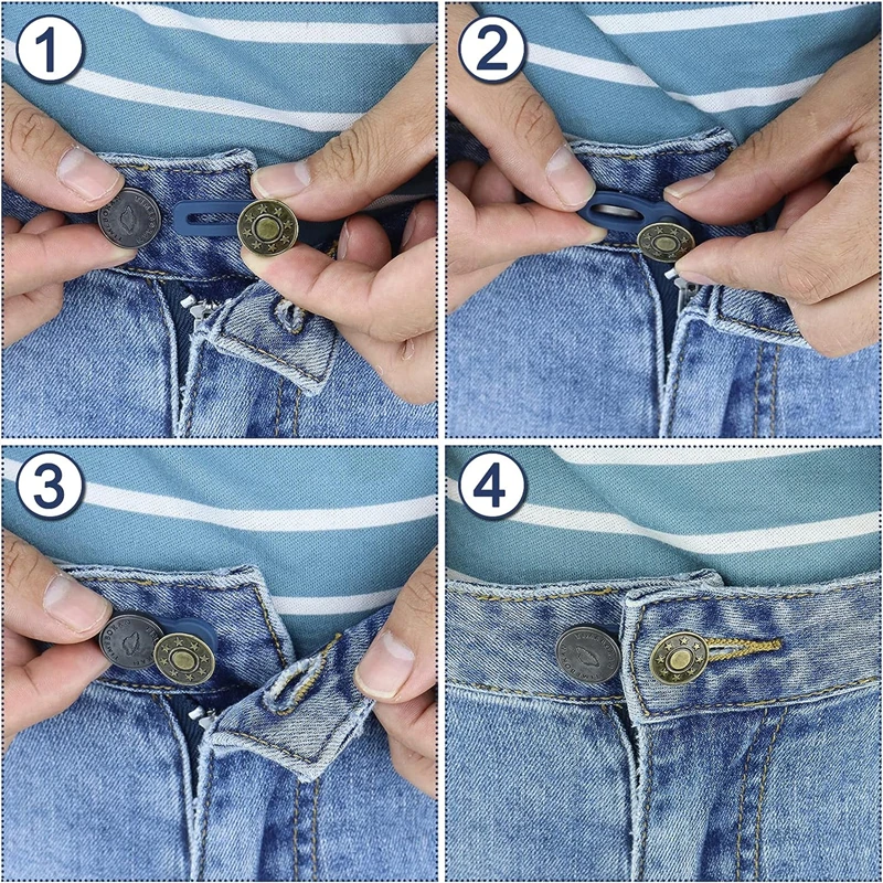Metal Button Extender Pants Jeans Free Sewing Adjustable Retractable Waist Extenders Button Waistband Expander 10/5/1PC